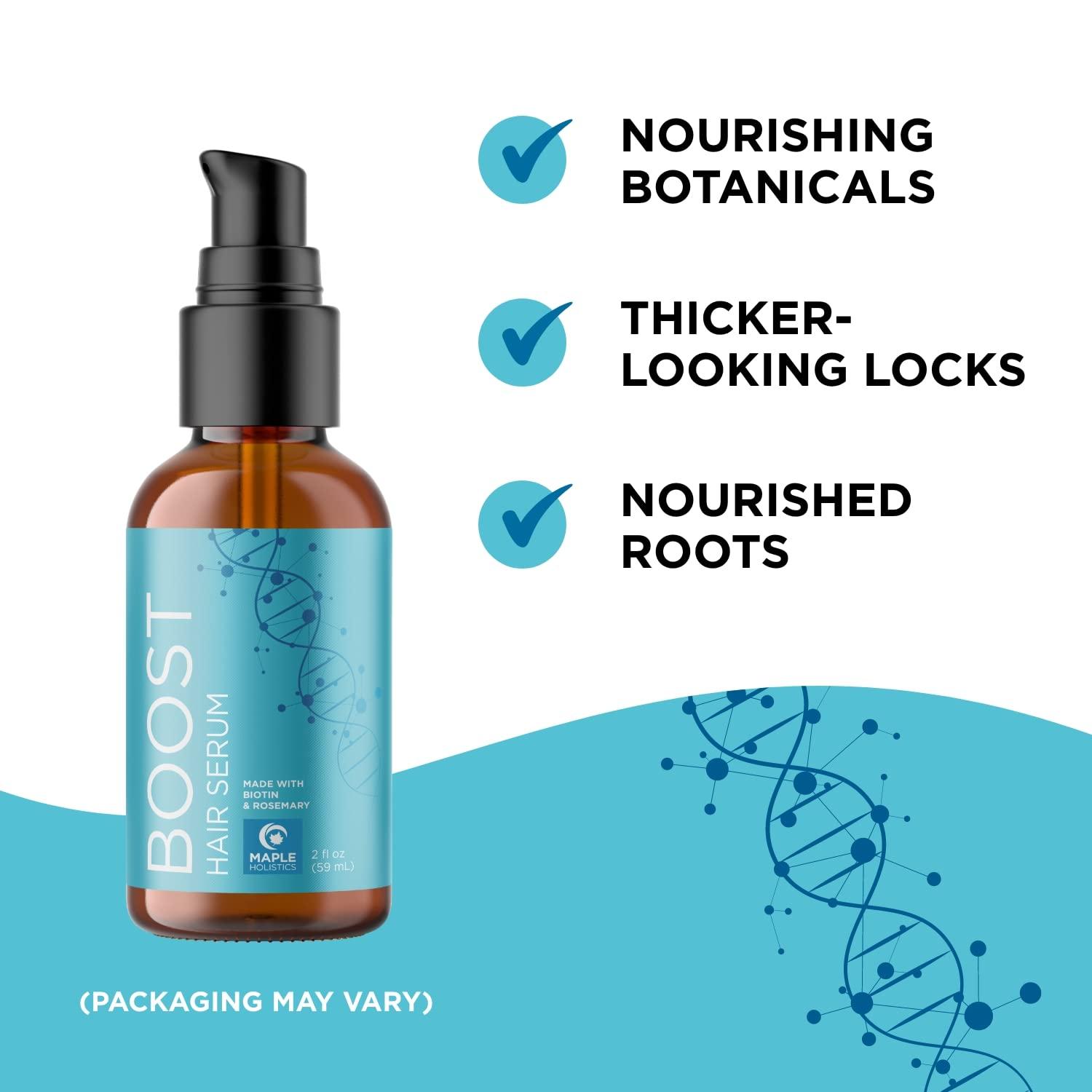 Maple Holistics Hair Growth and Thickening Set for Women and Men - Biotin Infused Shampoo, Conditioner, and Hair Thickening Serum with Castor and Rosemary Oil