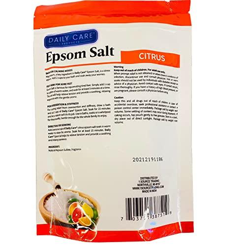 Daily Care Post Workout Recovery Magnesium Bath & Foot Soak Epsom Salt Citrus Reduce Inflammation Soothe Muscles - 2lbs