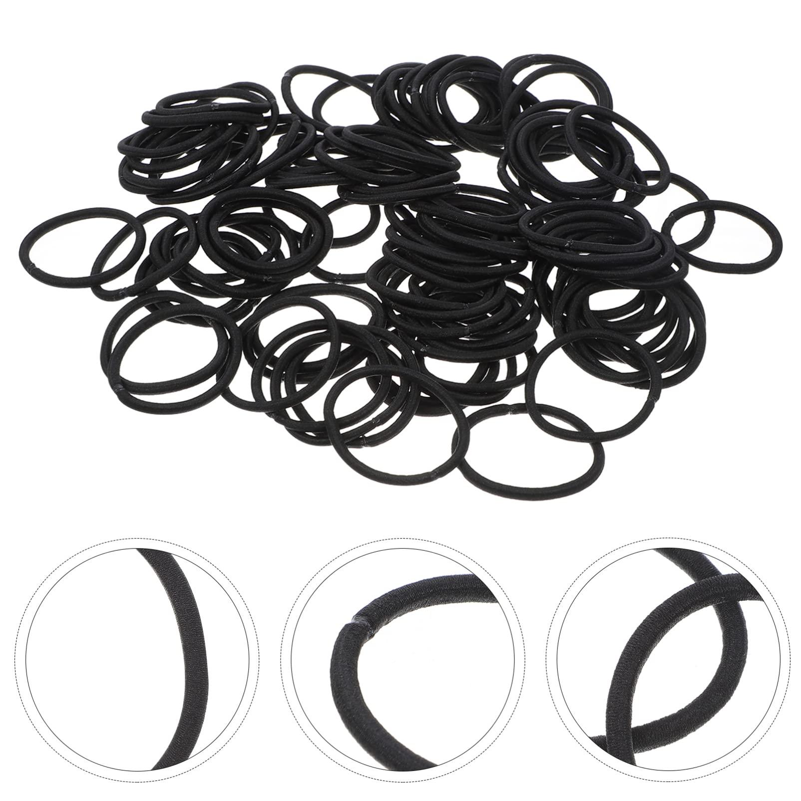 KALLORY 100pcs Black Elastic Headband Ponytail Holders Hair Ties Women Hair Accessories Hair Bands