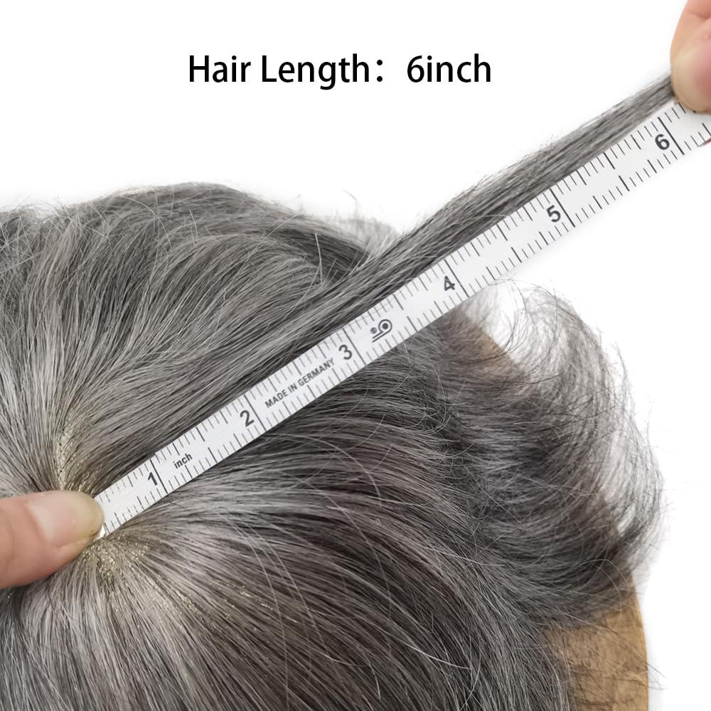 Hair Wonders Mens toupee hair replacement system for men hairpieces toupee for men real human hair pieces for men hair systems Protesis Capilar Para Hombre US Stock7x10-#1B50 1B# OFF BLACK+50% GREY