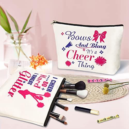 BEDSIFV BEDSIFV Cheerleader Gifts, 24pcs Cheerleading Gifts for Girls 4 Cheer Makeup Bags 16 Hair Ties 4 Wish Bracelets Personalized Cheer Stuff for Cheerleaders Cheer Sister Cheer Mom