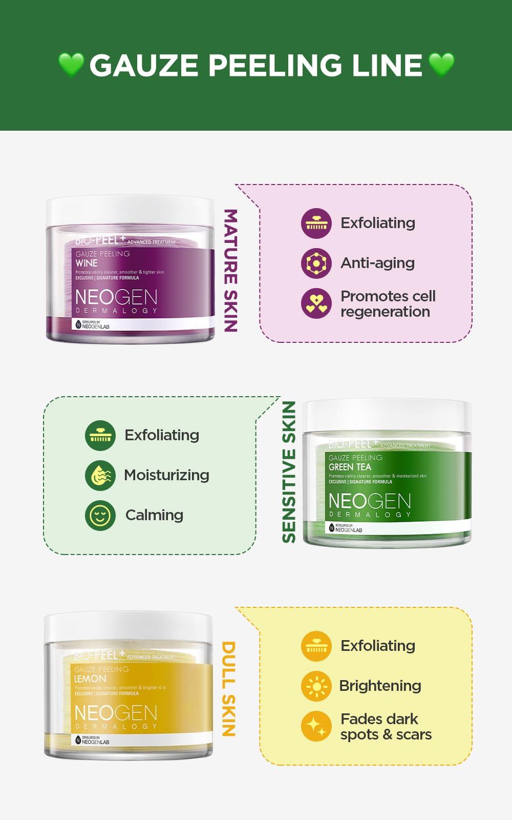 DERMALOGY by NEOGENLAB DERMALOGY by NEOGENLAB Bio-Peel Gauze Peeling Pads Green Tea, 30 pads & Real Ferment Micro Serum