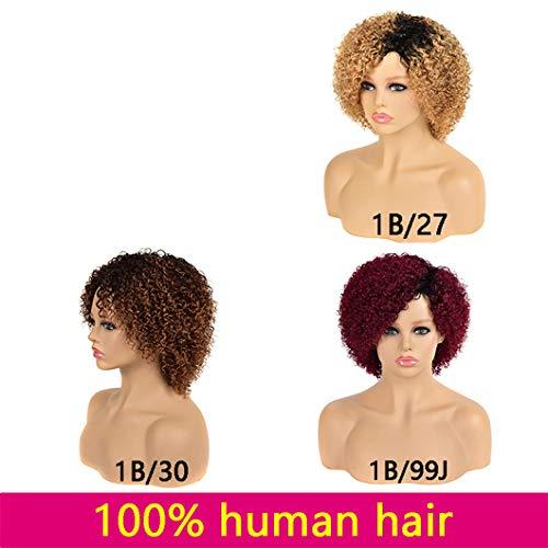 SSJFZM Malaysian Human Hair Wigs Short Curly Wet And Wavy Wig With Bangs Remy Full Wigs For Black Women Cheap Cosplay Wig Mix 1B 30