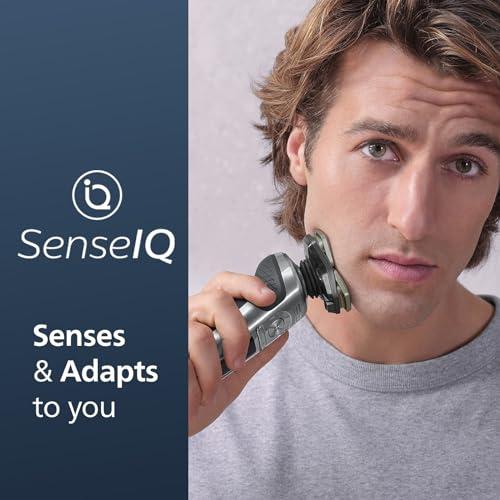 Philips Norelco Philips Norelco Shaver Series 9000 Prestige, Wet and Dry Electric Shaver, Lift & Cut Shaving System, SenseIQ Technology, Precision Trimmer, Cleaning Pod, Premium Pouch, Black Matte, Model SP9840/90