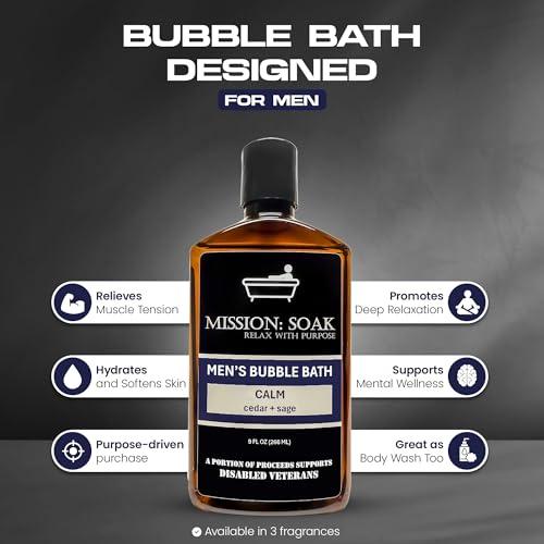 Mission: Soak Mission: Soak Men's Luxury Bubble Bath, Body Soak - Multiple Scents Available - 9 fl oz (Calm (Cedar + Sage))