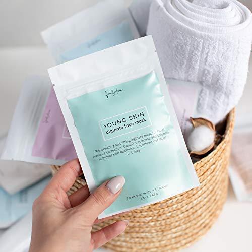 SmoRodina Cosmetics SmoRodina Young Skin Alginate Face Mask with Spirulina and Chlorella, 3 Treatments, Natural Collagen Booster, Tightens, Rejuvenates and Lifts Skin, Wrinkle Treatment and Facial Contour Correction