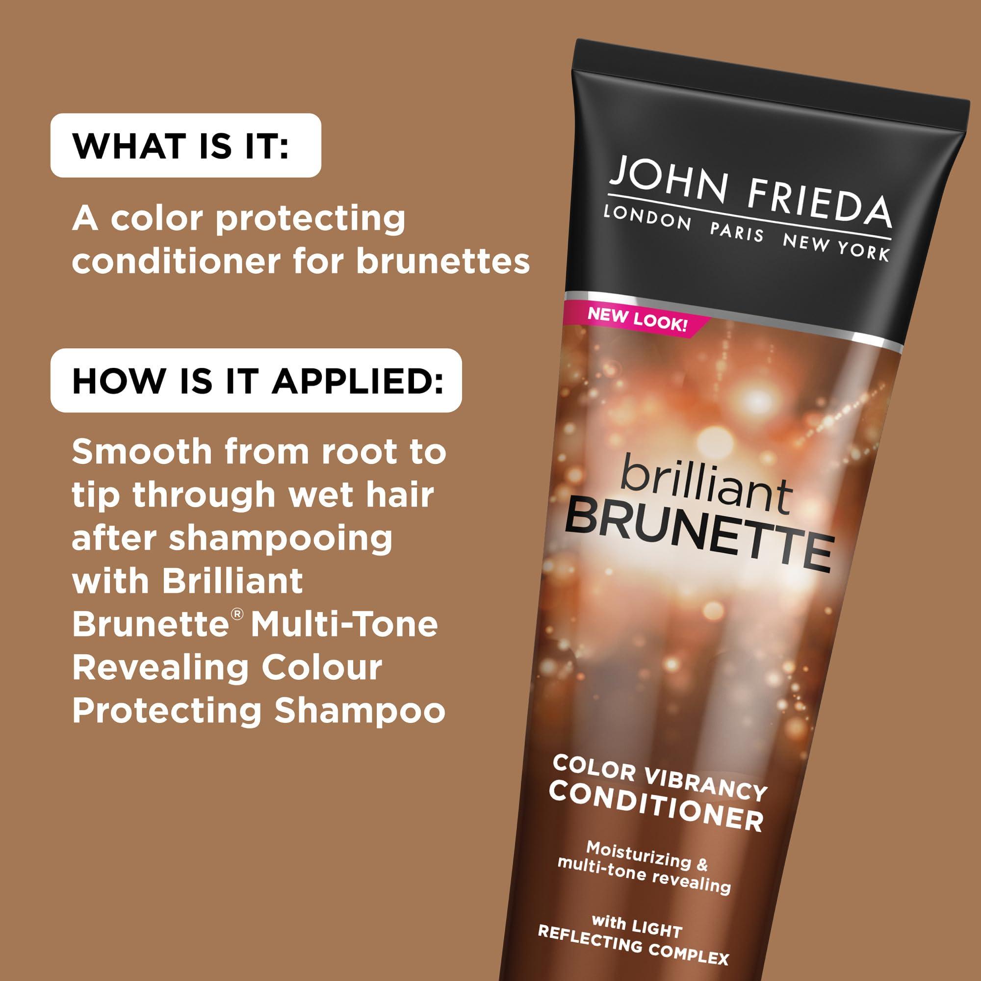 John Frieda John Frieda Brilliant Brunette, Color Boosting Conditioner, Enhances and Protects Multi-Dimensional Tones, With Sweet Almond Oil to Rehydrate and Replenish Dry Hair, 8.45 Oz, Pack of 2
