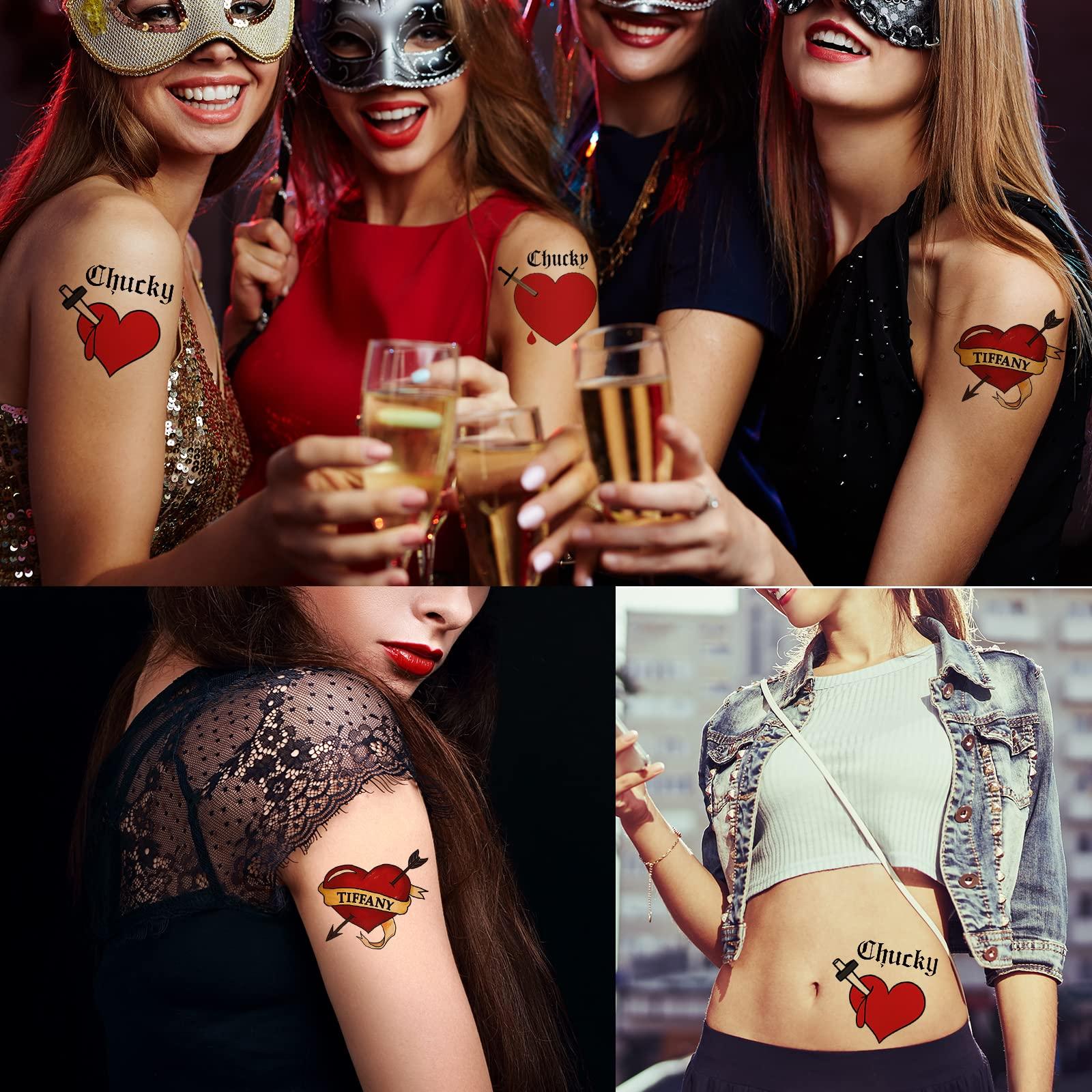 Zomme 86+ PCS Bride of Chucky Tattoos, 3 Styles Chucky Tattoos and Tiffany Tattoos, Fake Scar Spider Tattoo for Halloween, Perfect for Tiffany Costume Bride of Chucky or Halloween Temporary Tattoos Cosplay