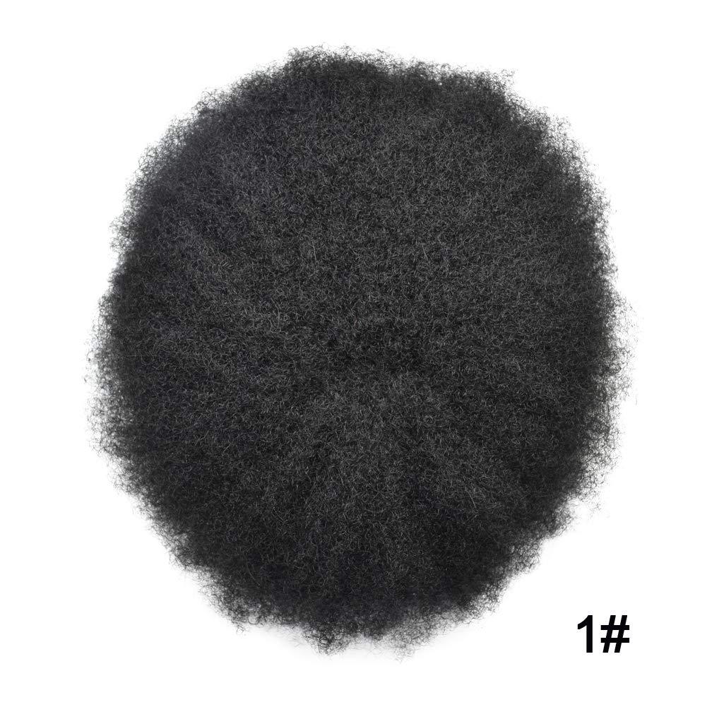 LHC HAIR Man Weave Hair Unit Afro Toupee For Black Men African American Human Hair System Kinky Curly Wavy Afro Mens Toupee Bleached AFRO TOUPEE-AAA-1 0
