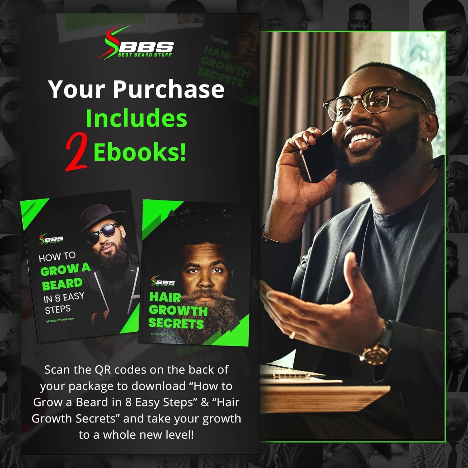 BBS BEST BEARD STUFF 2X Thickening BIOTIN Beard Balm For Men & Mustache Wax for Beard Growth  Organic Beard Conditioner for Men & Beard Softener for Men  Beard Moisturizer for Men  Castor Oil Beard Wax for Men  USA