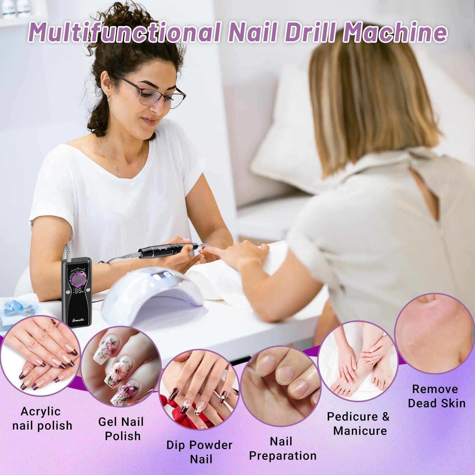yomanta Yomanta Electric Nail Drill Professional Kit: 35,000 RPM USB Rechargeable Efile Nail Drill Nail File with 12 Bits for Polishing Gel/Acrylic Nails- Portable Manicure Tool Set for Salon/Home-Purple