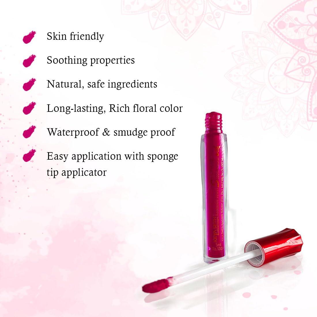 KEYA SETH AROMATHERAPY, DEVICE OF DROP Keya Seth Aromatherapy Aromatic 100% Natural Liquid Sindoor Magenta with Sponge-Tip- Applicator- Long Lasting Chemical Free & Waterproof with Floral Pigment-5ml (Pack Of 1)