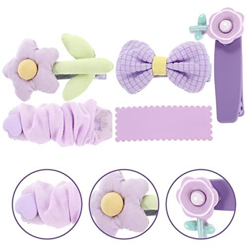 EXCEART EXCEART 5pcs Tulle Butterfly Hair Clip kids hair clips bow hair clips purple flower hair clip suits for kids purple outfits purple suit kid hair clips sweet girl hair accessories plastic