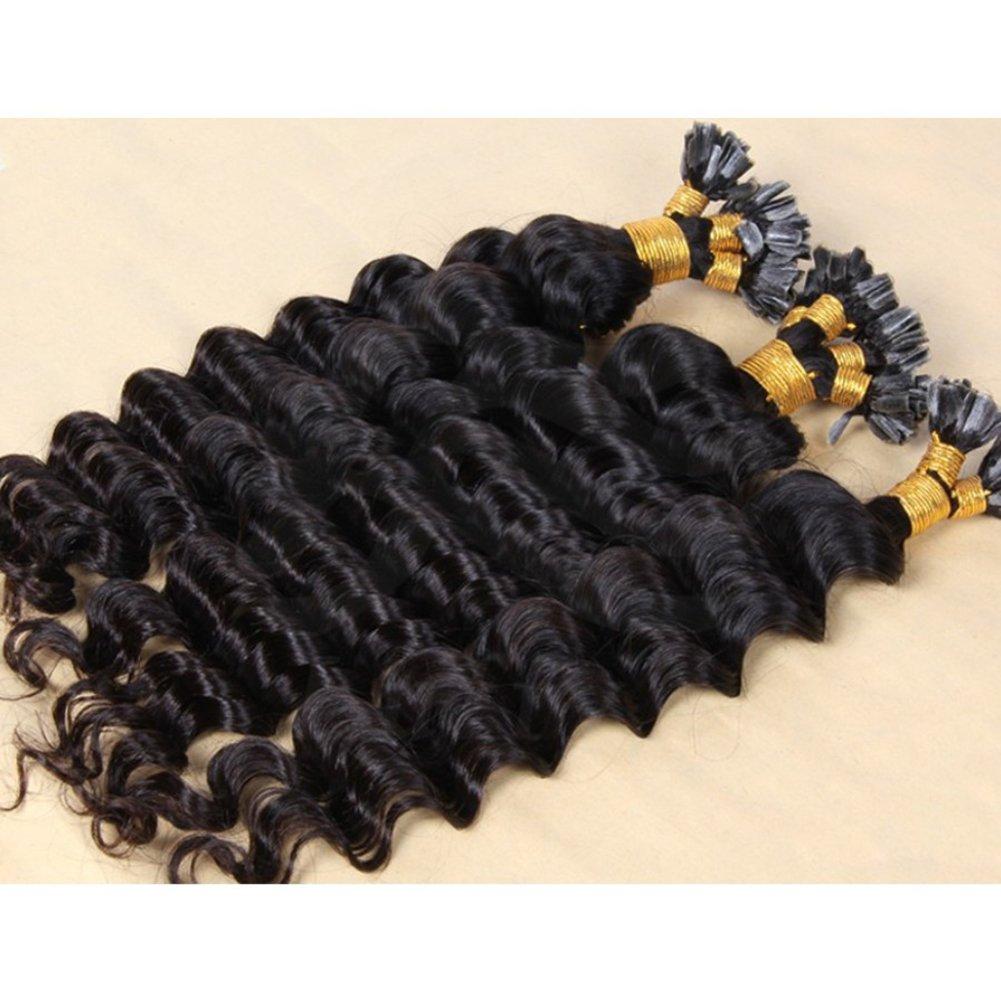 RemeeHi Remeehi 100s Pre-Bonded Nail U Tip Keratin Glue Natural Hair Extensions 1g/s Deep Wavy Human Hair Nail Tip Extension(24" 99#)