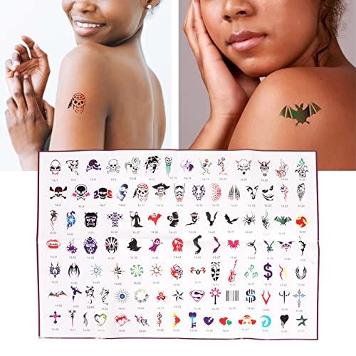 LBEC Temporary Tattoos Stencils, Professional Exquisite Reusable Temporary Tattoo Stencil Book for Face (Book 14)