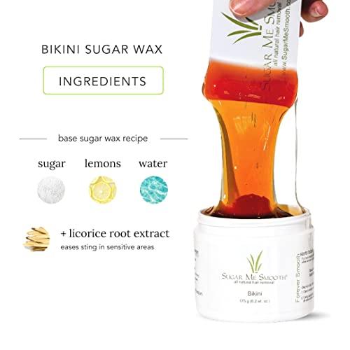 Sugar Me Smooth Sugar Me Smooth Bikini Sugar Wax Kit – Gentle On Skin And Less Painful Hair Removal In A Simple System For At-Home Brazilian, No Strips, No Heat, Water Soluble All-Natural Solution For All Hair Types