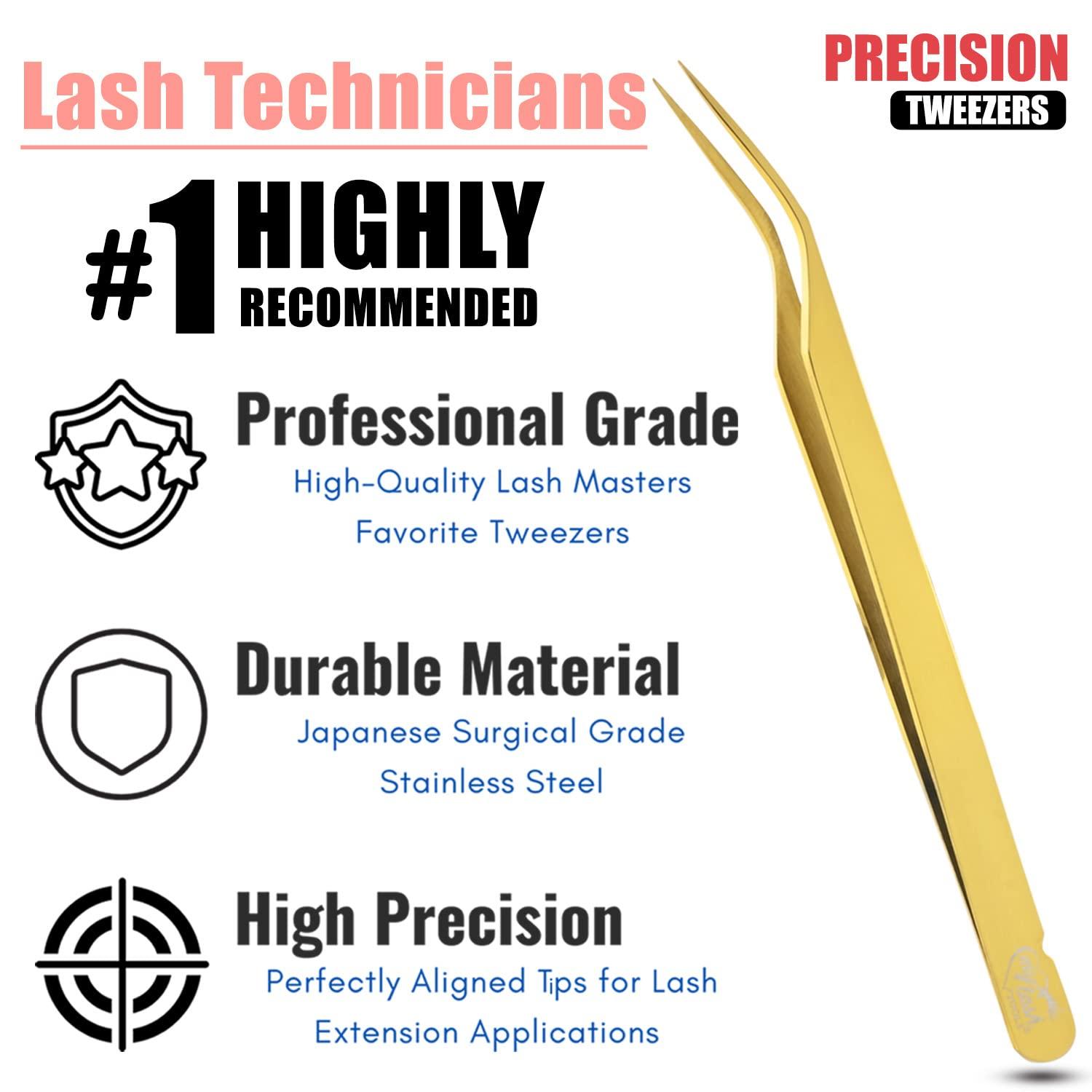Cross Edge Corporation My Lash Tools New Isolation Lash Tweezers For Eyelash Extensions Best for Individual Isolation & Classic Lashes Japanese Stainless Steel Lightweight Precision Lashing Twisers (Gold)