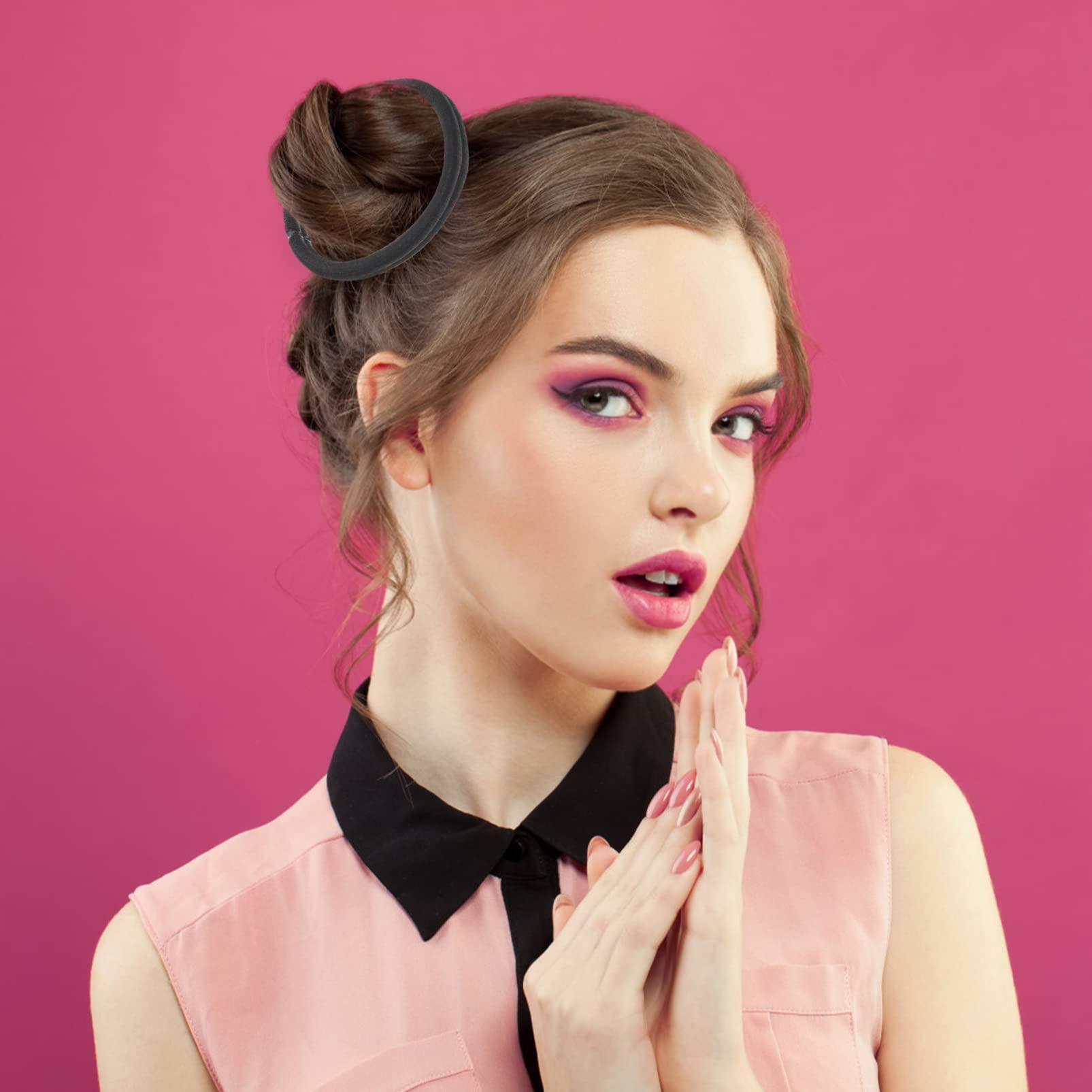 KALLORY 100pcs Black Elastic Headband Ponytail Holders Hair Ties Women Hair Accessories Hair Bands