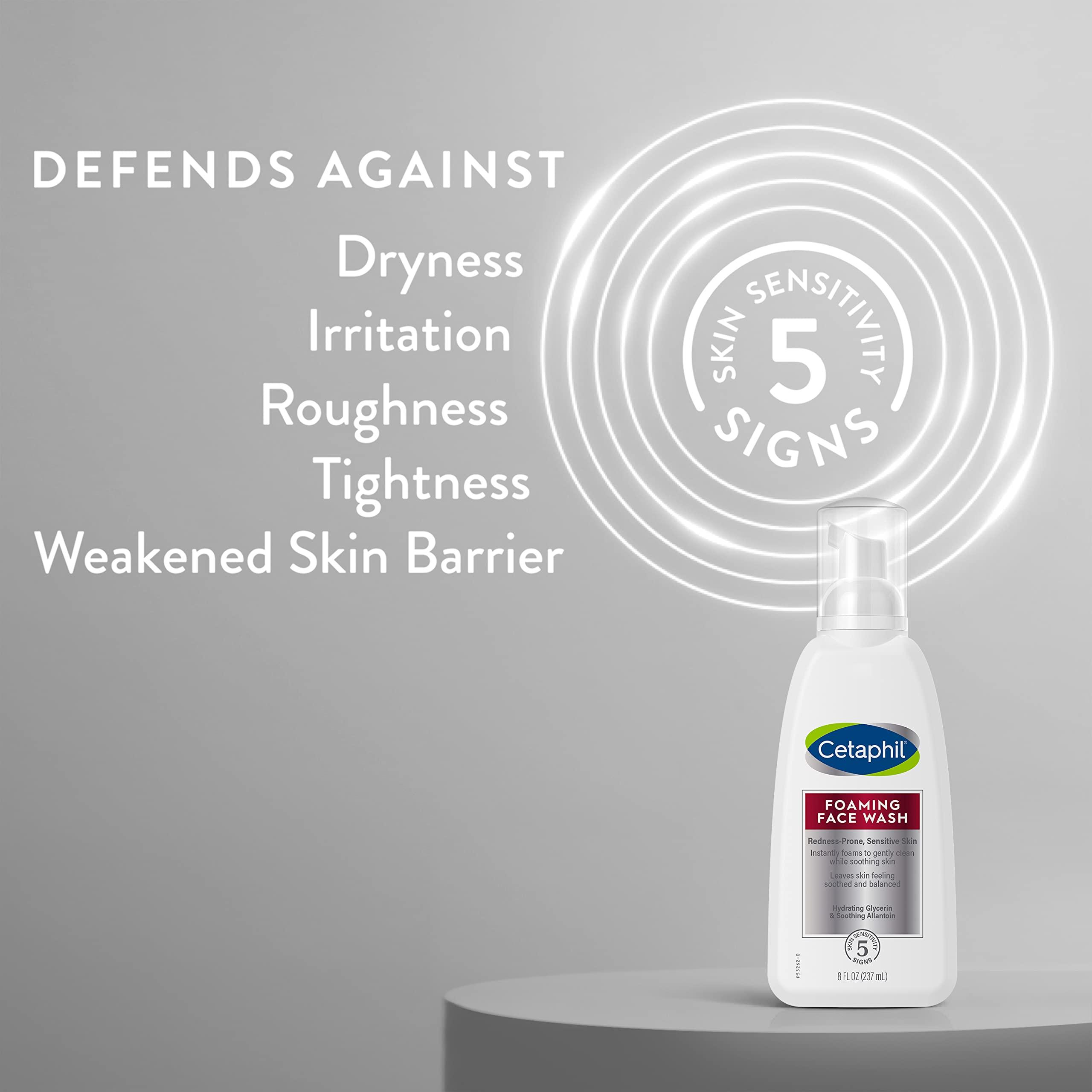 Cetaphil Cetaphil Redness Relieving Foaming Face Wash For Sensitive Skin, 8 Fl Oz, Gently Cleanses & Calms Sensitive Skin Without Over Drying, (Packaging May Vary)