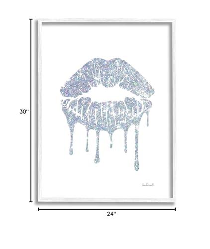 Stupell Industries Stupell Industries Glam Shimmer Lip Pucker Kiss Minimal Cool Tones, Designed by Amanda Greenwood White Framed Wall Art, 24 x 30, Blue