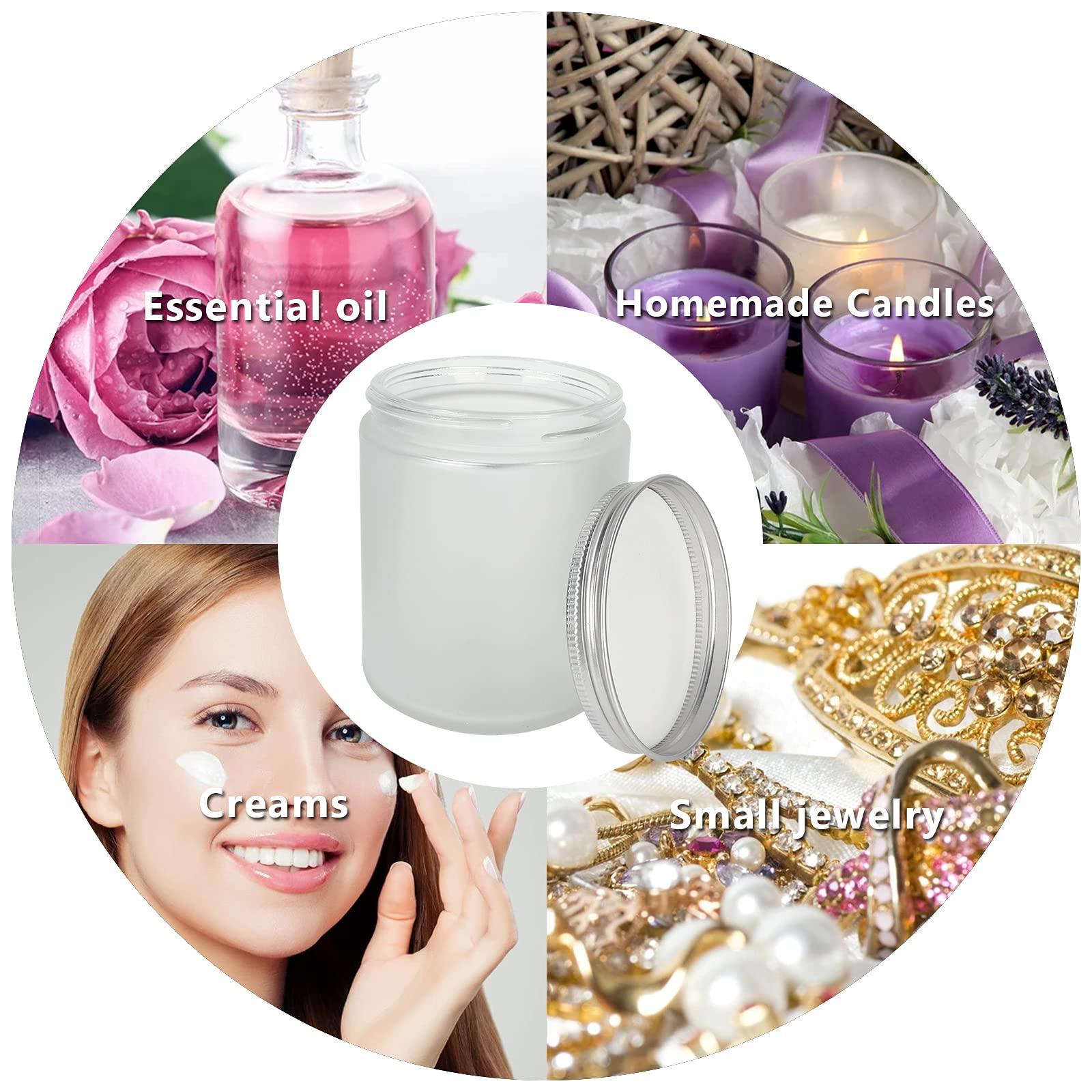 Betrome 15 Pack, 2 oz 60ml Frosted Glass Jars with Silver Lids & Inner Liners, Empty Matte Clear Round Refillable Cosmetic Containers Travel Jars for Cosmetics,Body Butter,Scrubs,Face Cream Lotion and More