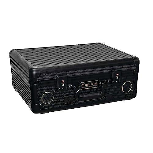 Mane Tame Professional Men\'s Grooming MANE TAME Barber Case - VIP Mobile Barber Station- Black - Includes (2) Bluetooth Speakers, TSA Locks, Removeable/Adjustable Legs