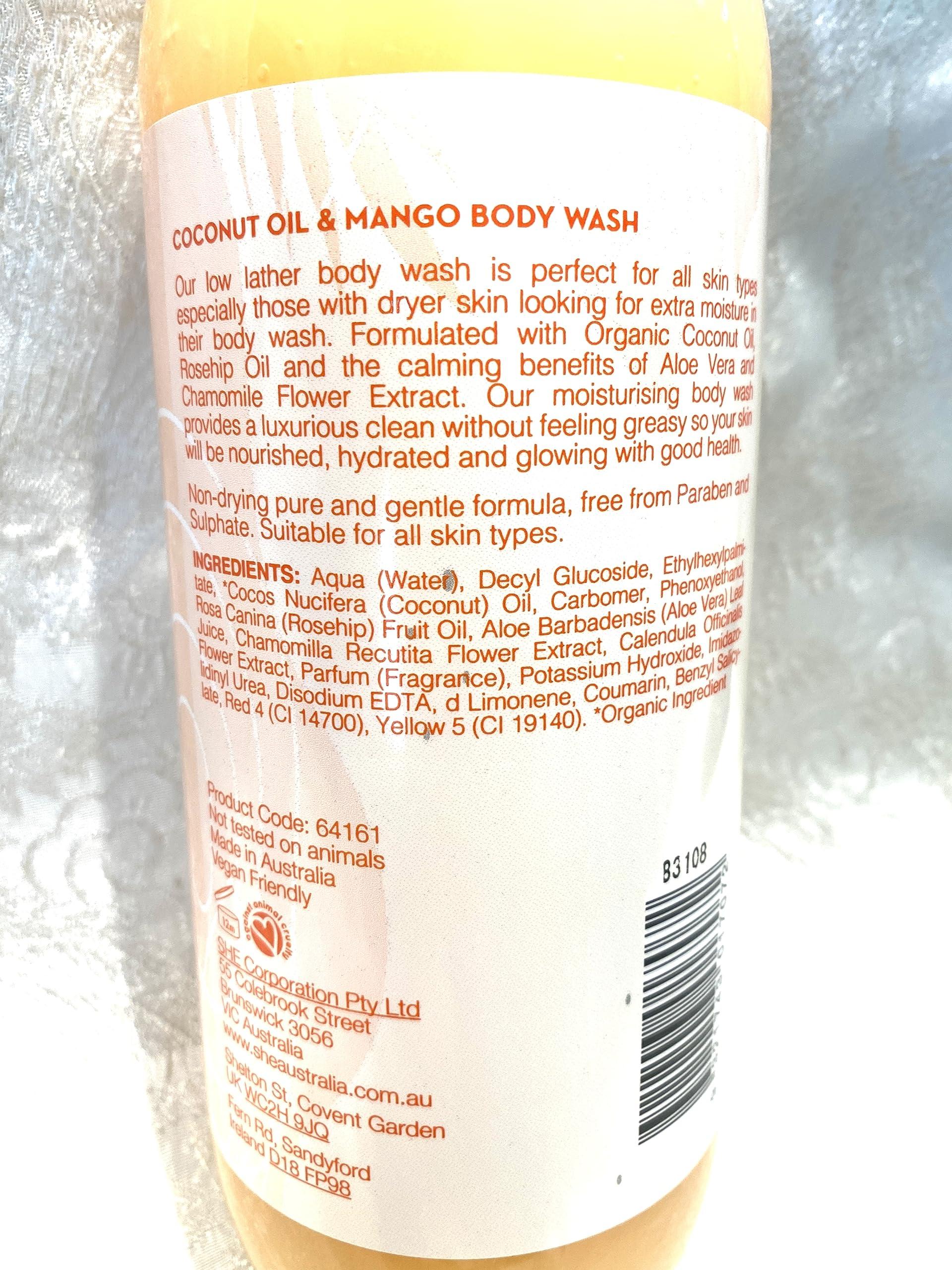 Om She Om She Aromatherapy COCONUT OIL & MANGO Body Wash Shower Gel 33.8 oz Jumbo
