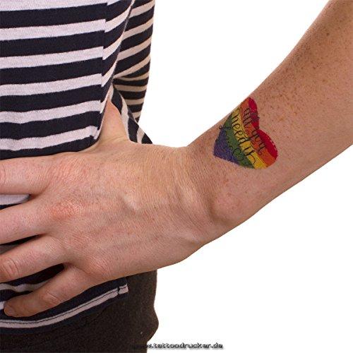 Tattoodrucker 10 x Heart Rainbow Tattoo- All you need is Love - CSD Tattoo - Heart Rainbow Tattoo Flag (10)
