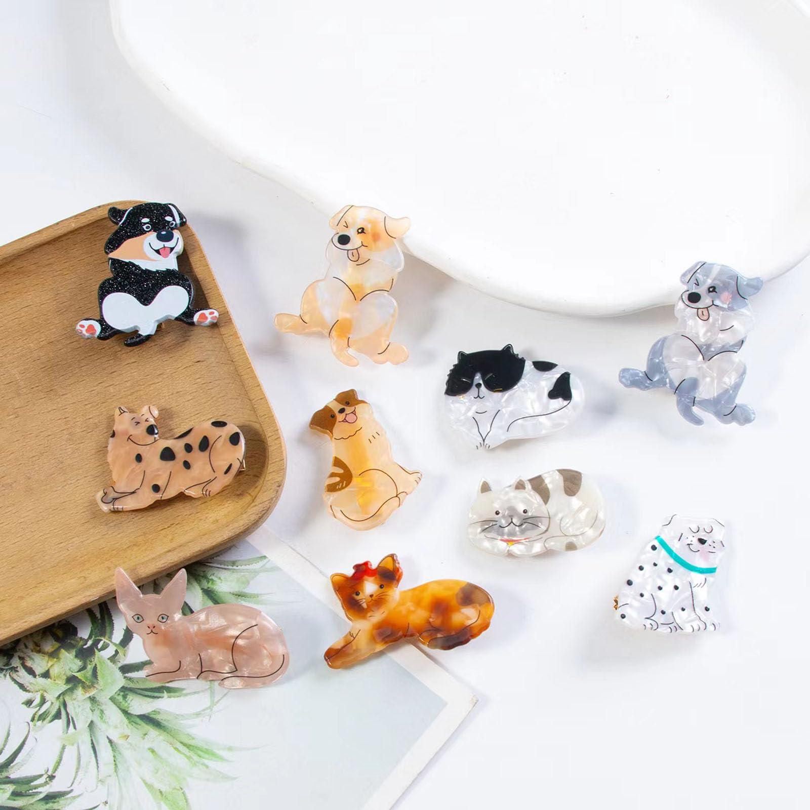 Achstrify Small Pug Hair Clips,Dog Shape Bangs Alligator Clips,Animal Shape Hairpins,Acetate Hair Duckbill Clips,Small Hair Barrettes for Girl,Pack of 2 (s10)