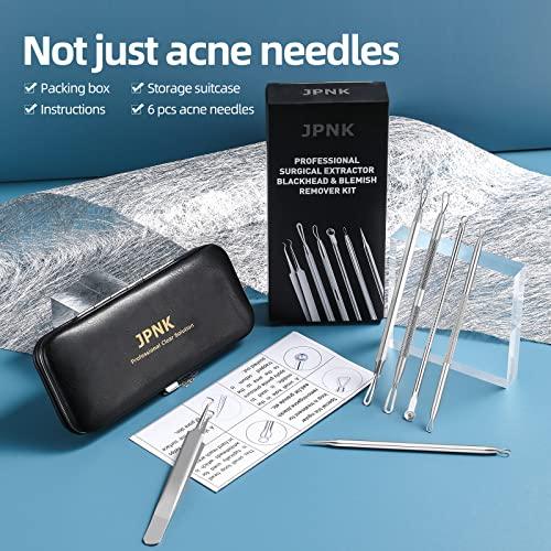 JPNK JPNK Blackhead Remover Tool Comedones Extractor Acne Removal Kit for Blemish, Whitehead Popping, 6 Pcs Zit Removing for Nose Face Tools with a Leather Bag