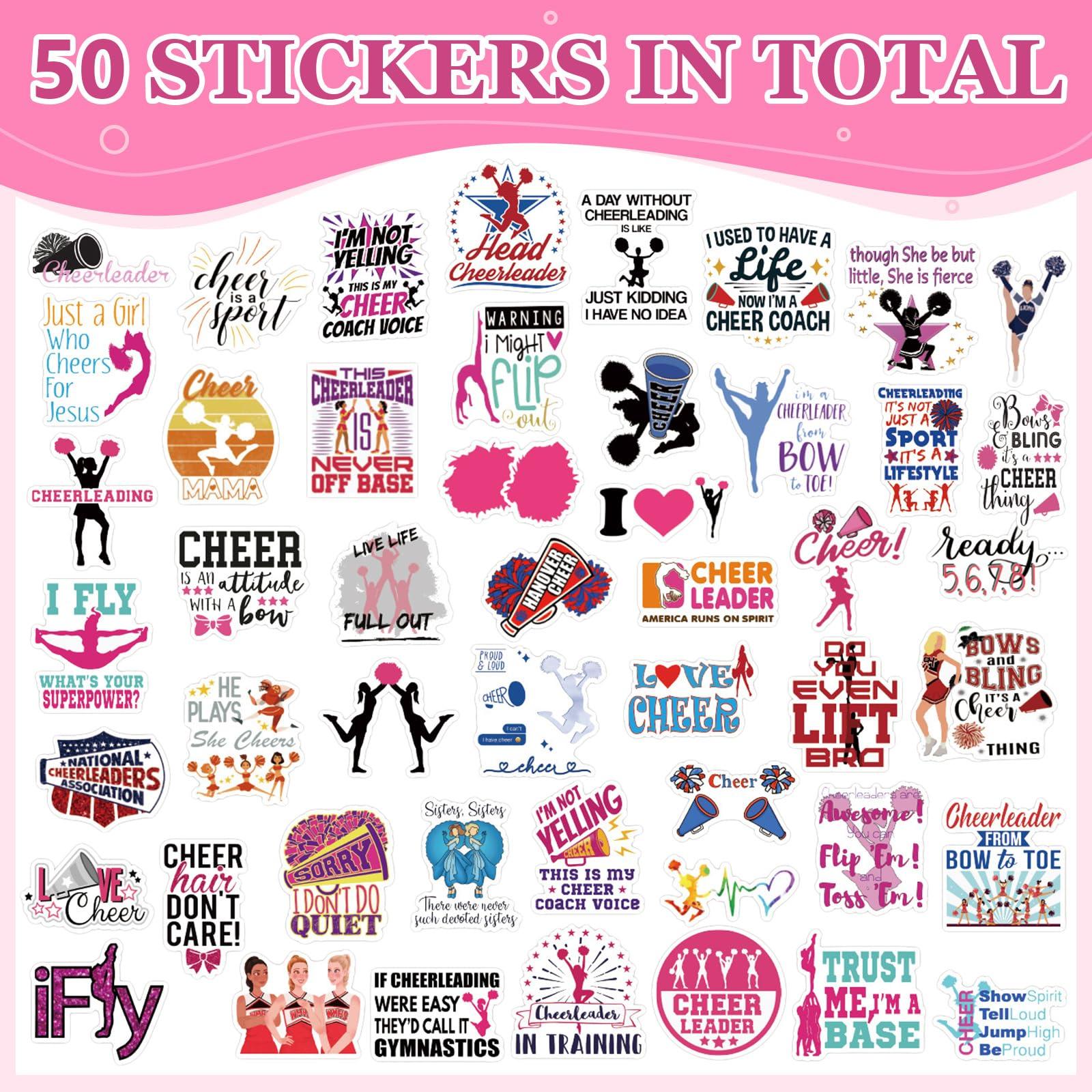 Giesiery 74 Pack Cheerleader Gifts Tenins Gift Set - 12 Cheer Makeup Bag 12 Adjustable Cheer Bracelets 50 Cheerleading Stickers for Cheer Team Party Favors Girls Cheerleader Christmas Gifts