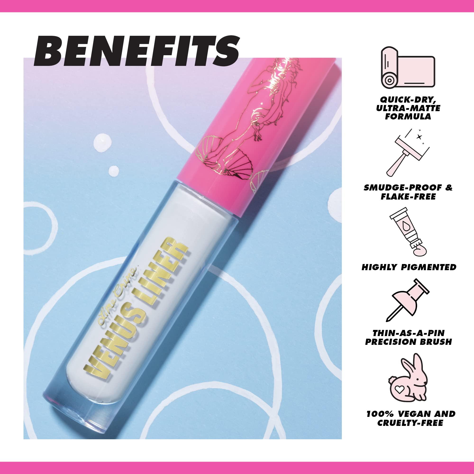 Lime Crime Lime Crime Venus Pigmented Liquid Eyeliner with Precision Brush, Babys Breath (True White) - Ultra Matte Water-Based Formula is Long-Lasting, Smudge-Proof & Quickly Dries - Vegan & Cruelty-Free