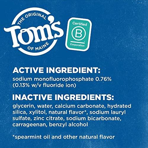 Tom's of Maine Tom\'s of Maine Whole Care Natural Toothpaste with Fluoride, Spearmint, 4 Ounce (Pack of 3), (Packaging May Vary)