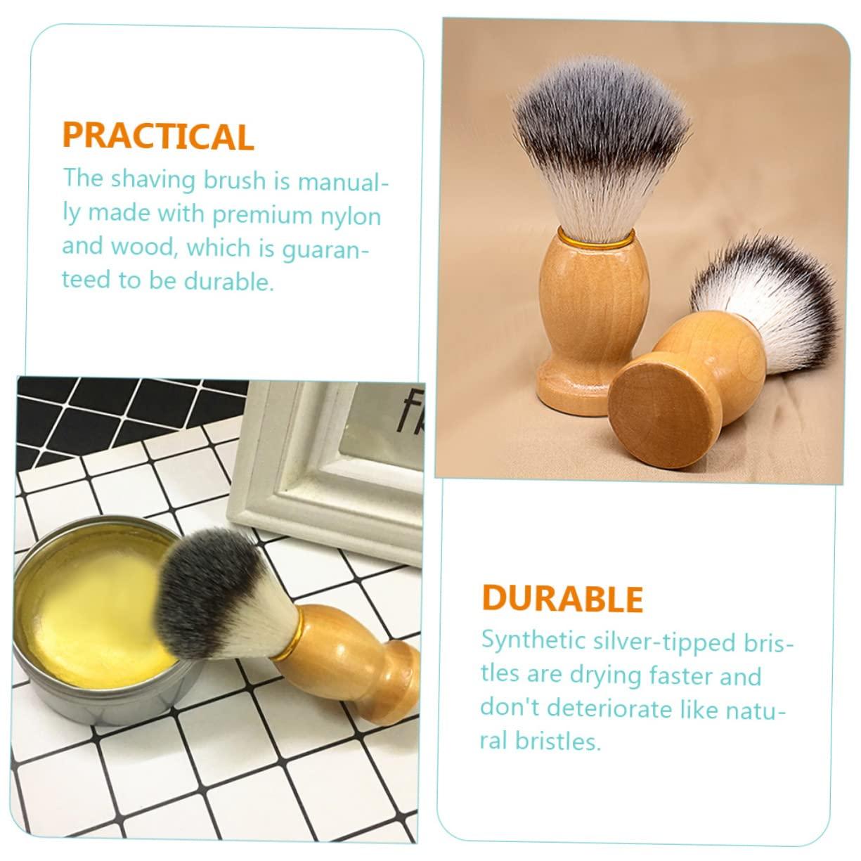 FOYTOKI FOYTOKI 2pcs Shaving Brush Leaf Twig Razor Duster Brush Handheld Beard Brush Shave Brush Kit Shaving for Men Hat Shaving Mens Shaving & Removal Products Sponge Light Brown Wood