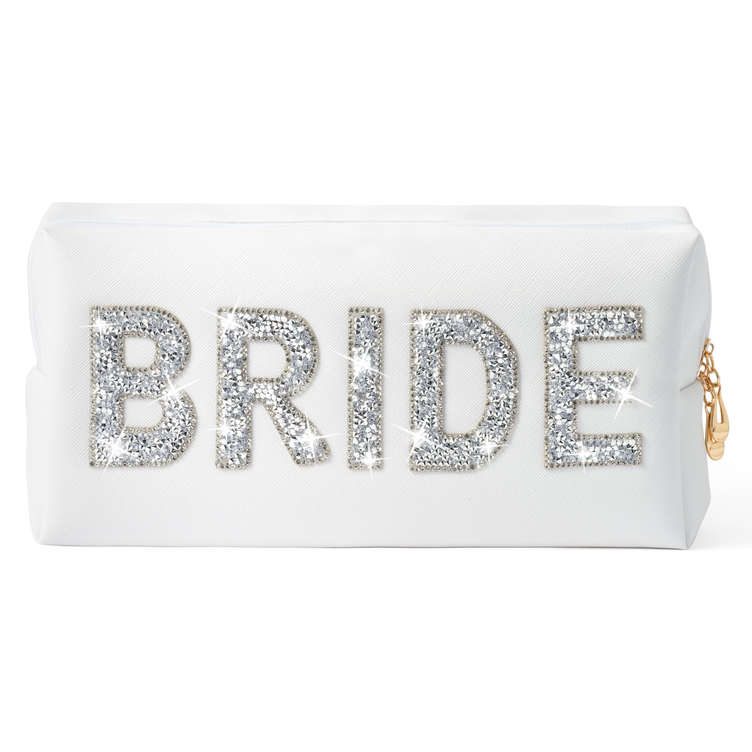 Belanttega Belanttega Bride Cosmetic Toiletry Bag - Bride to be Makeup Bag Large Capacity Travel Toiletry Bag With Diamond Rhinestone Portable Purse for Wedding Engagement Bridal Shower Bridesmaids Bachelorette