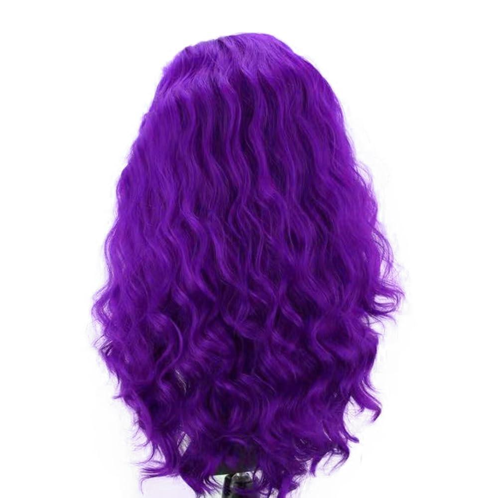 RONGDUOYI RONGDUOYI Purple Lace Wig Long Body Wave Synthetic Lace Front Wig Free Part Natural Hairline Wig Daily Use Cosplay Party Wig 24 Inches
