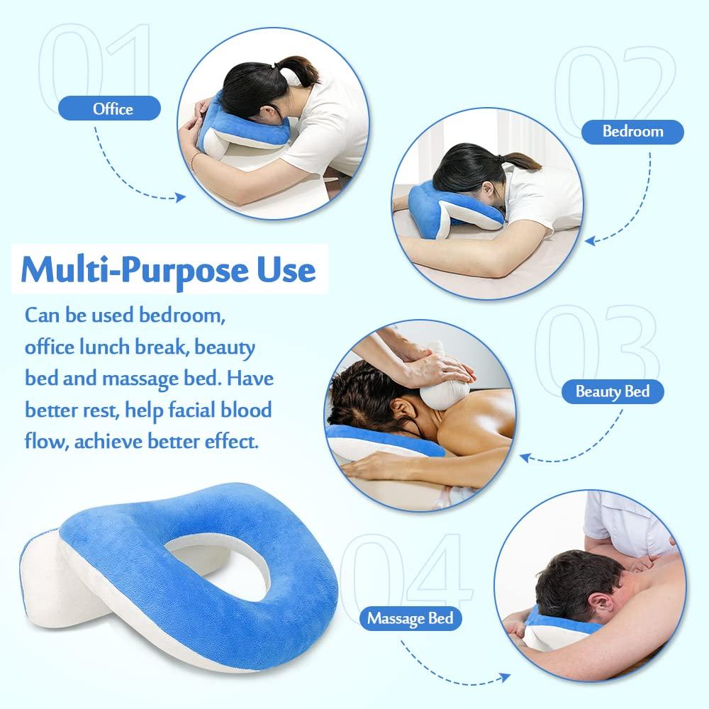 AOSSA Face Down Pillow After Eye Surgery Prone Vitrectomy Retina Recovery Equipment Donut Face Pillow Massage Head Cradle Facedown Desk Pillow for Napping Piercing Cushion
