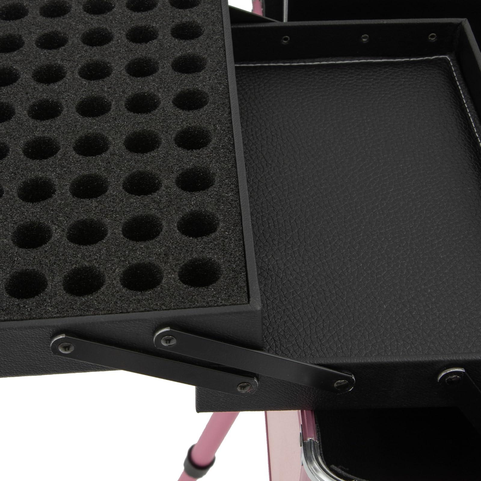 YIYIONCE YIYIONCE Trolley Makeup Train Case, Professional Makeup Case with LED Lights, Bluetooth & Wheels, Portable Rolling Makeup/Salon Station for Professional Use (Pink)| US STOCK