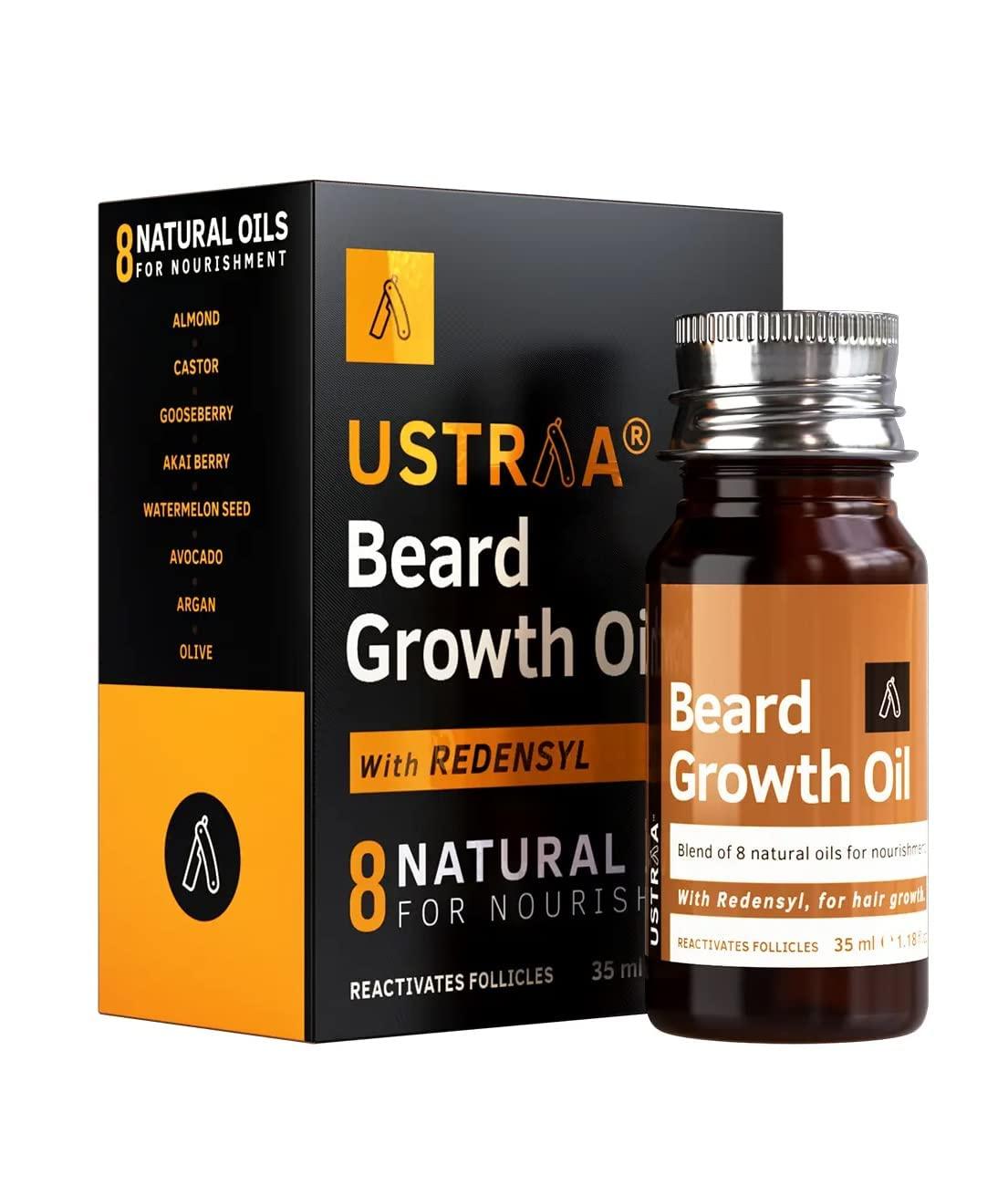 Generic Generic Ustra\'a Beard Growth Oil - 1.18 Fl Oz- More Beard Growth, With Redensyl, 8 Natural Oils including Jojoba Oil, Vitamin E, Nourishment & Strengthening, No Harmful Chemicals, Clear