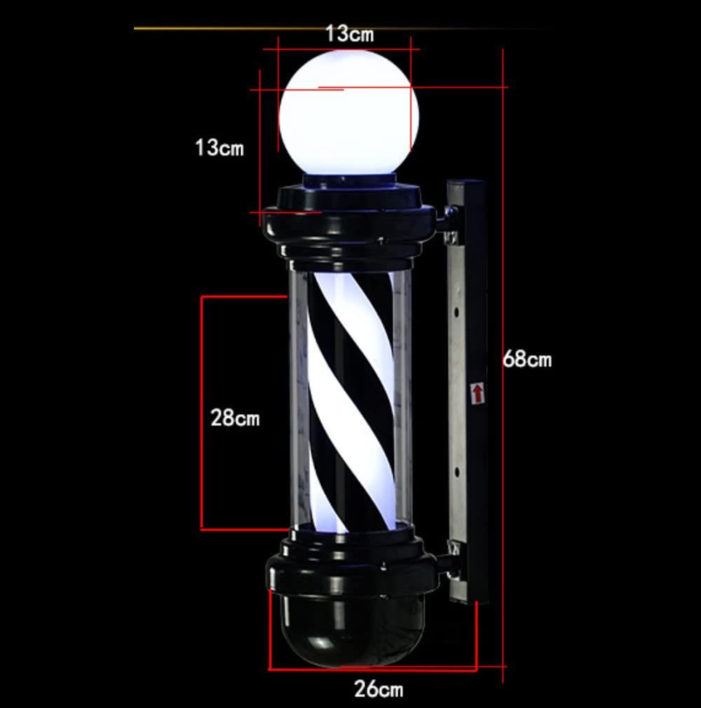 BUNGAA Barber Pole,Barber Pole Light, Vintage Sign Light Stripe Design Roating Salon Wall Hanging Light Lamp for Barber Shop,Black red (Color : Black and White)