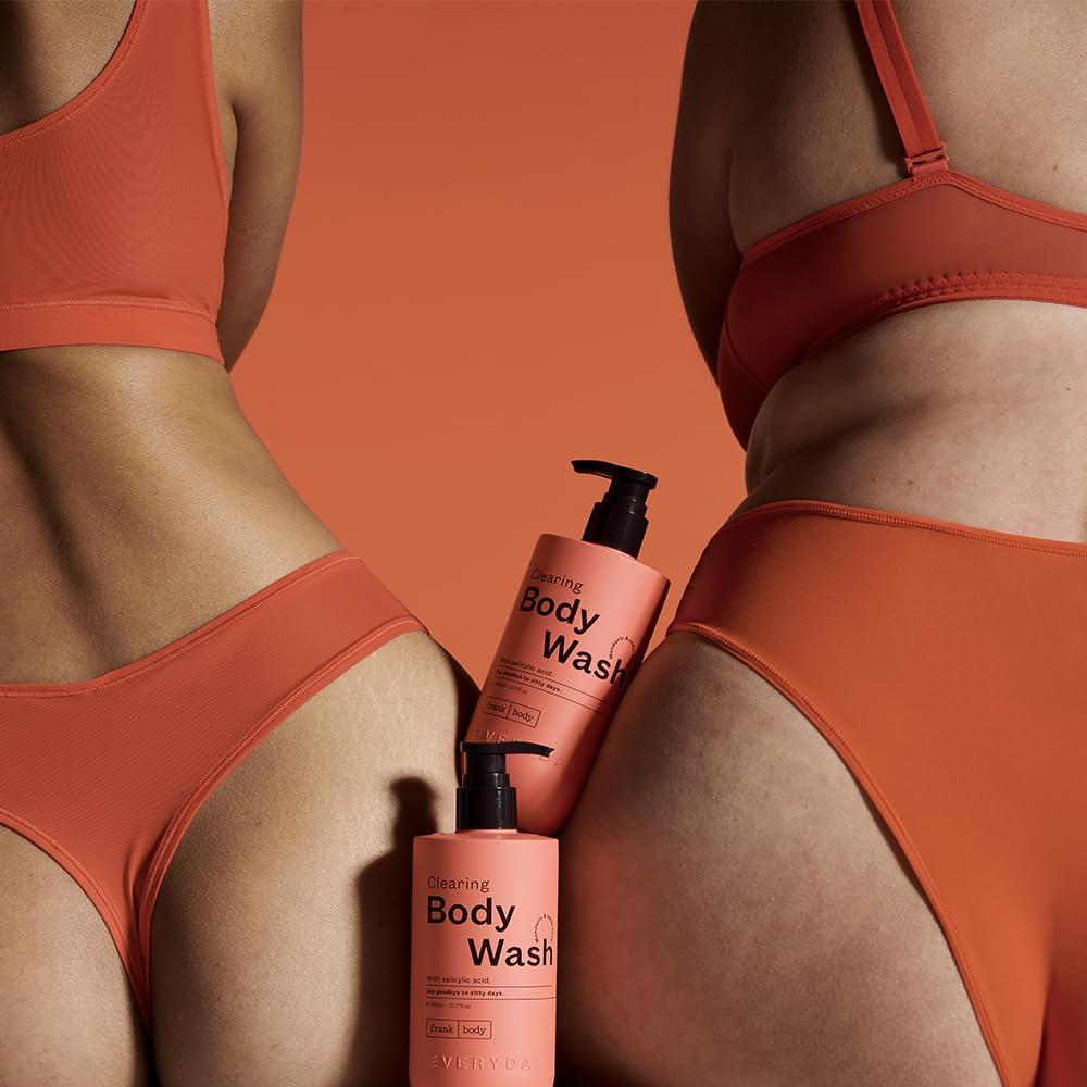 frank body frank body Clearing Body Wash & Body Lotion Bundle | Vegan & Cruelty Free | Removes Stubborn Dead Skin, Excess Oil, Black & White Heads| Mandarin & Cedarwood Scent