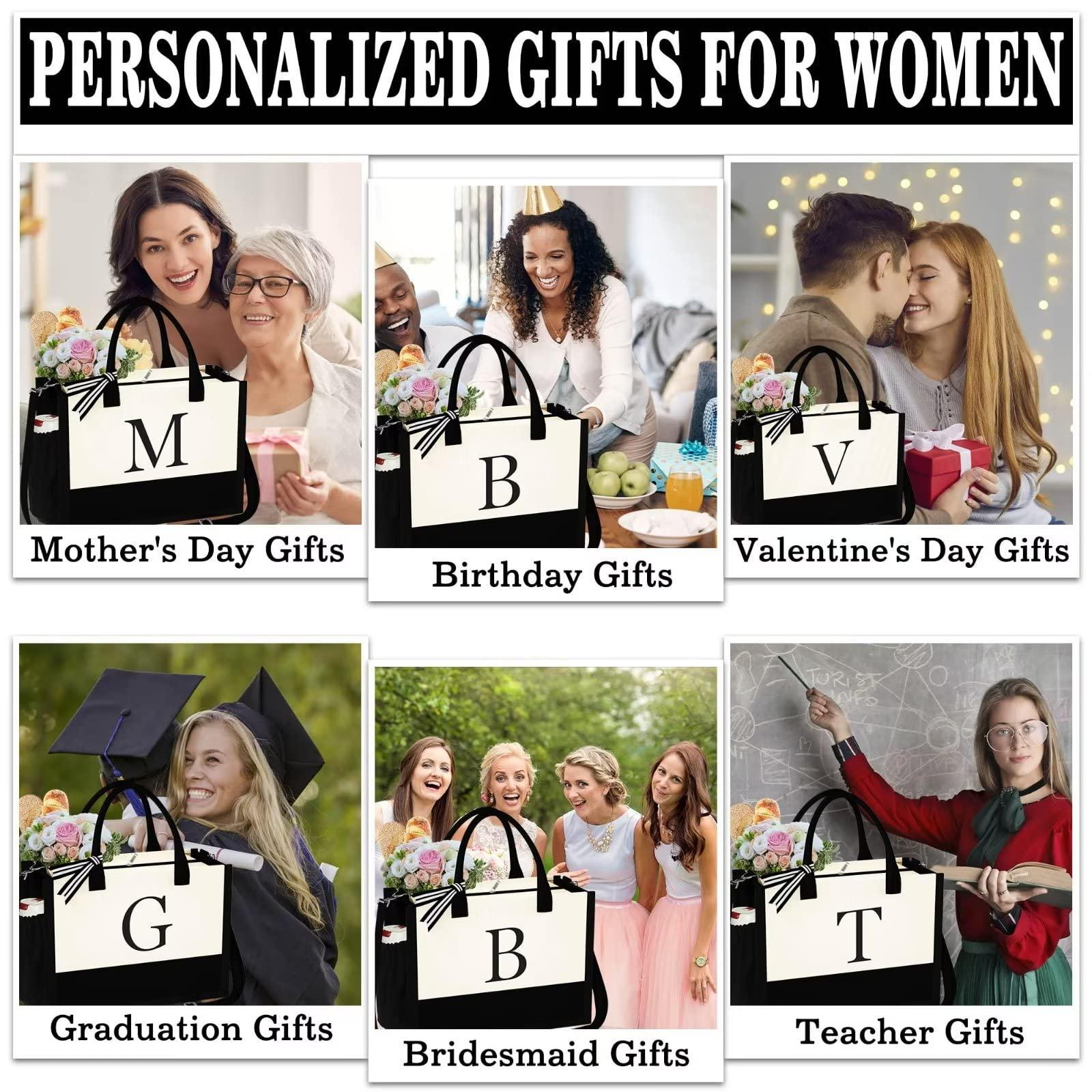 YOOLIFE YOOLIFE Personalized Gifts for Mom - Mom Gifts, Birthday Gifts for Women Mom Grandmother Stepmother, Mother In Law Gifts, Mothers Day Gifts, Mama Gift Idea, Initial Pink Makeup Bag & Tote Bag N