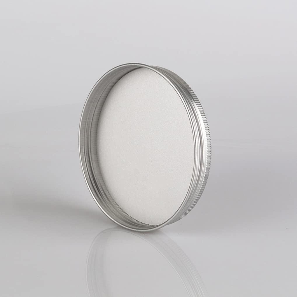 Dlibuy DLIBUY 50 Pcs 100ml 100g Empty Round Silver Aluminum Tin Jars with Screw Lids Cosmetics Lip Balm Containers Pots for DIY Candle, Salve Powder, Crafts, Storage Cans 3 Alu Spoon, 50 Labels