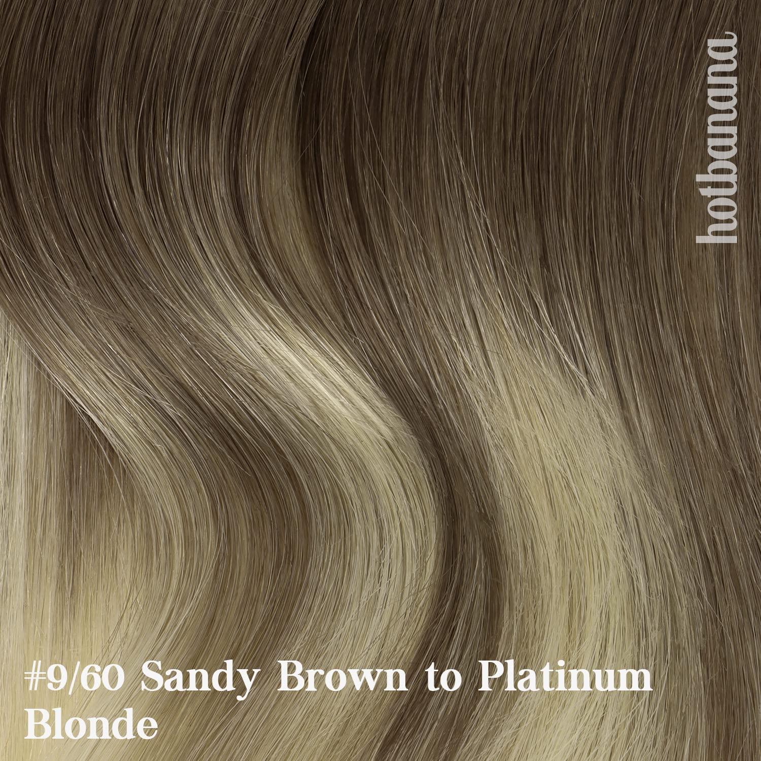 hotbanana HOTBANANA Human Hair Clip in Hair Extensions, Ombre Sandy Brown to Platinum Blonde 120g Clip in Hair Extensions Real Human Hair Straight Remy Hair Clip in Hair Extensions 18 Inch 7pcs