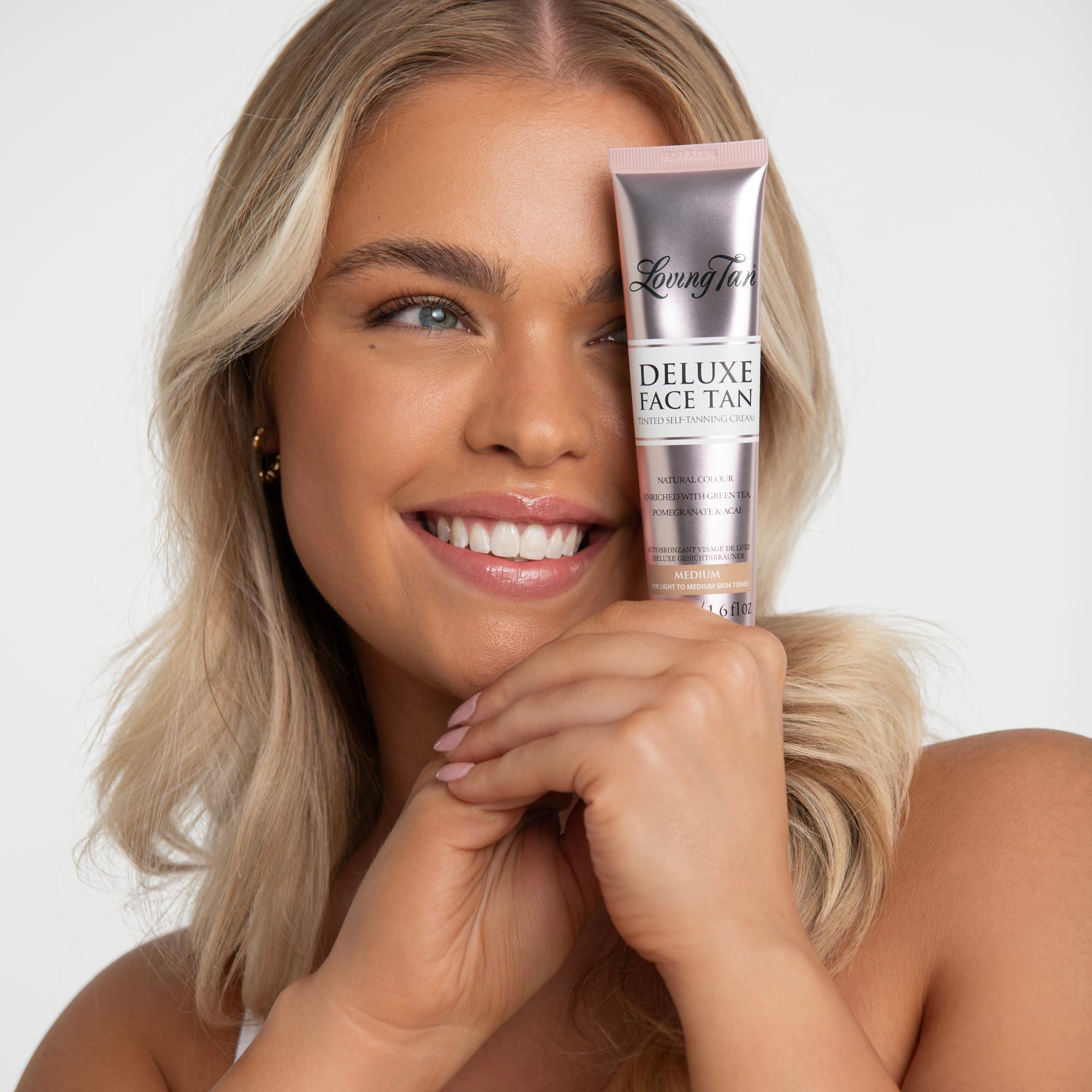 Loving Tan Loving Tan Deluxe Bronzing Mousse (4FL Oz) + Face Tan (1.6Oz), Medium - Streak Free, Natural looking, Professional Strength Sunless Tanner - Cruelty Free, Naturally Derived DHA