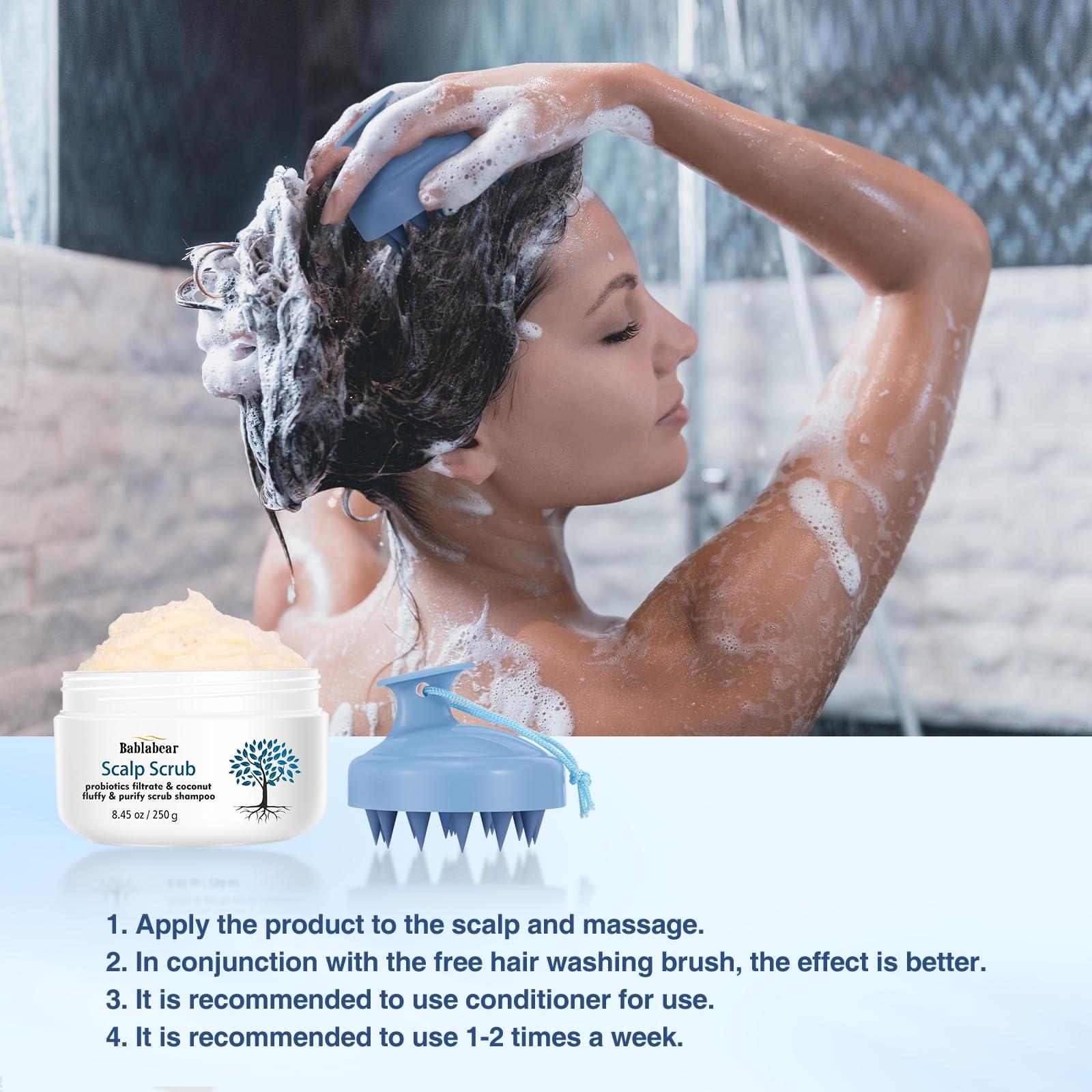 Bablabear Bablabear Scalp Exfoliator Scrub,Itchy Scalp Treatment for Dandruff,Hair Scrub, No Sulfate Hair Scrub To Soothe a Dry, Flaky,Scalp,Removes Buildup,Clarifying Shampoo With Scrubber