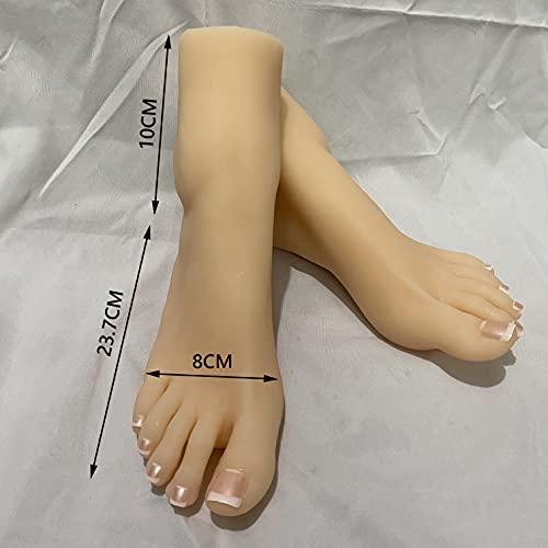 JHAIB 1 Pair of Silicone Feet Female Model feet can Display Jewelry Sandals Shoes Socks Artistic Sketches (with Pink Nail)