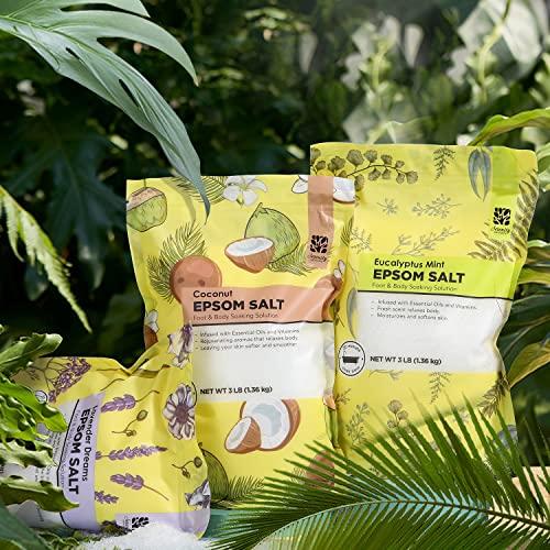 Serenity Sanctuary Epsom Salt for Soaking, 9 lb Scented Bath Salts for Women, Lavender & Eucalyptus & Coconut, Epsom Salt Bulk Bath Spa Set Gifts for Women, Mother\'s Day Gifts, 3lb (Pack of 3)