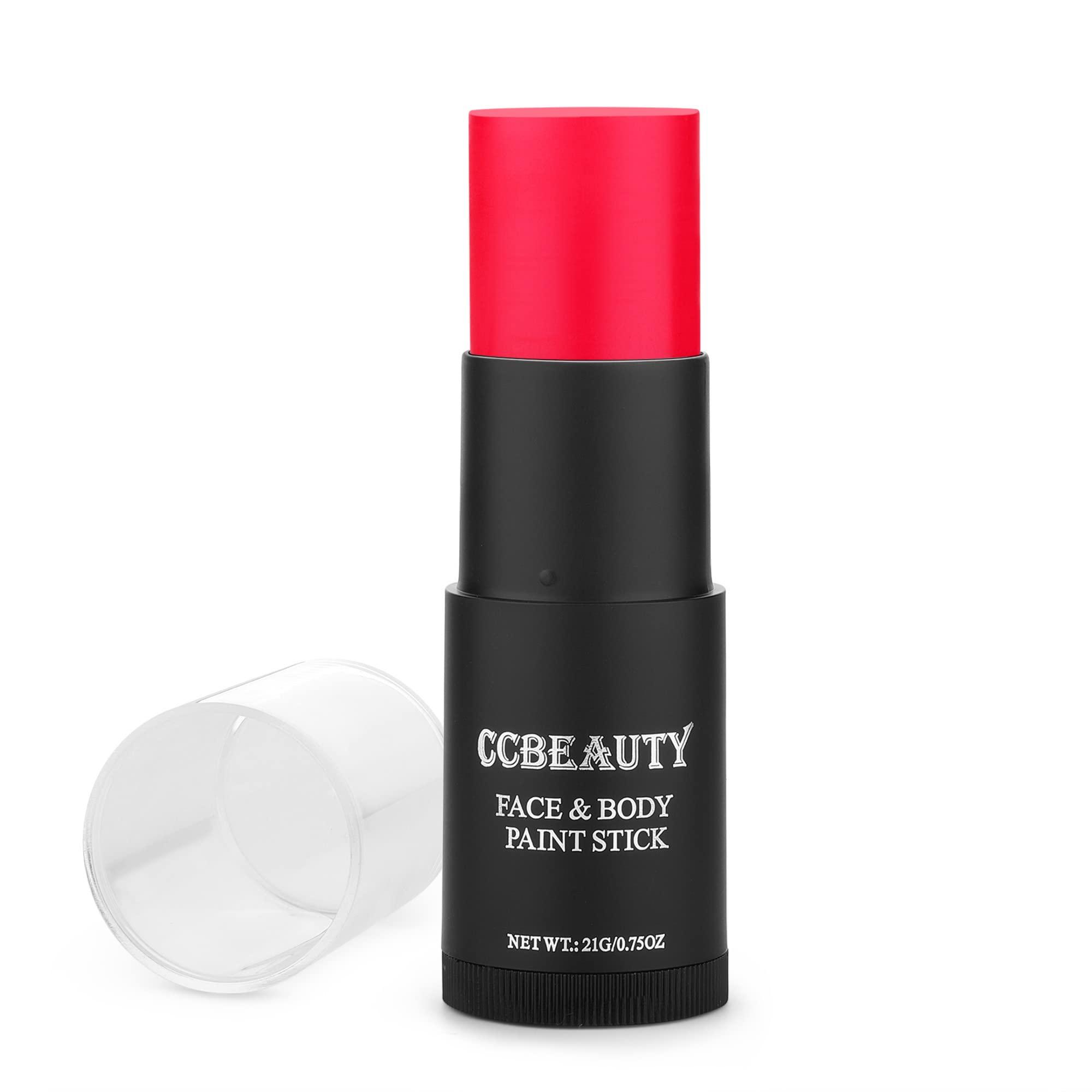 CCbeauty CCBeauty Neon Pink Face Body Paint Stick Oil, Hot Pink Eye Black, Face Painting Kit Glow in the Black Lights Clown Makeup, Halloween Hypoallergenic Foundation for Cosplay Costume Parites