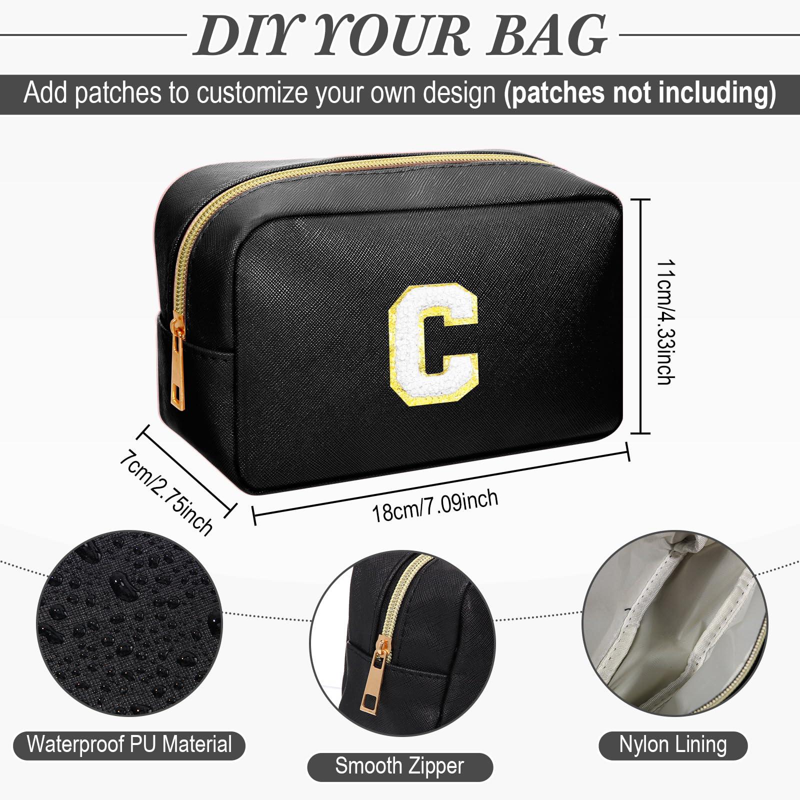 Sweetude Sweetude 10 Pcs Preppy Makeup Bag Bulk Cosmetic Bag Birthday Gift Return Gifts for Women Toiletry Pouch DIY PU Leather Skincare Pouch(Black)